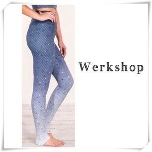Werkshop Pacific Mosaic Athleisure Space Graphic Print Leggings Tights Blue Gray